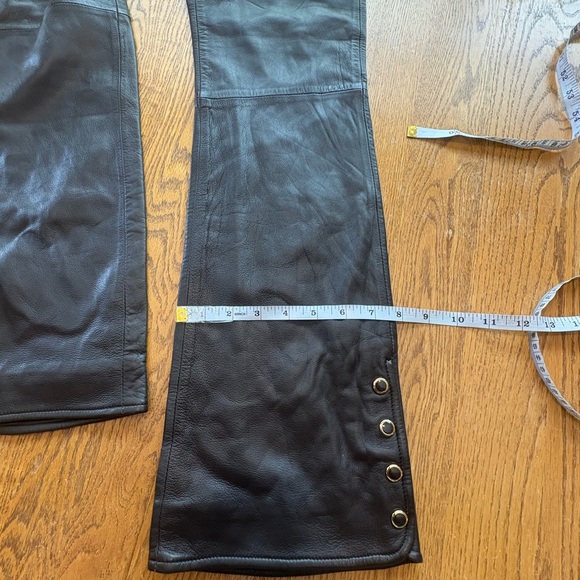 Vintage St. John Leather Straight Leg Pants Chocolate Brown Size 0 EUC Y2K Glam - Picture 4 of 11